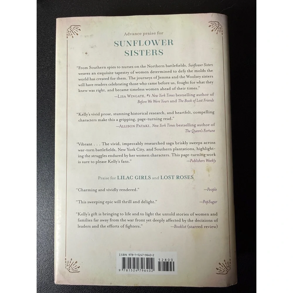 Sunflower Sisters Martha Hall Kelly Hardcover‎ Civil War Historical Fiction 2021
